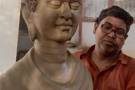 Kabilas Ram TGT Art Education finishing Lord Buddha Sculpture