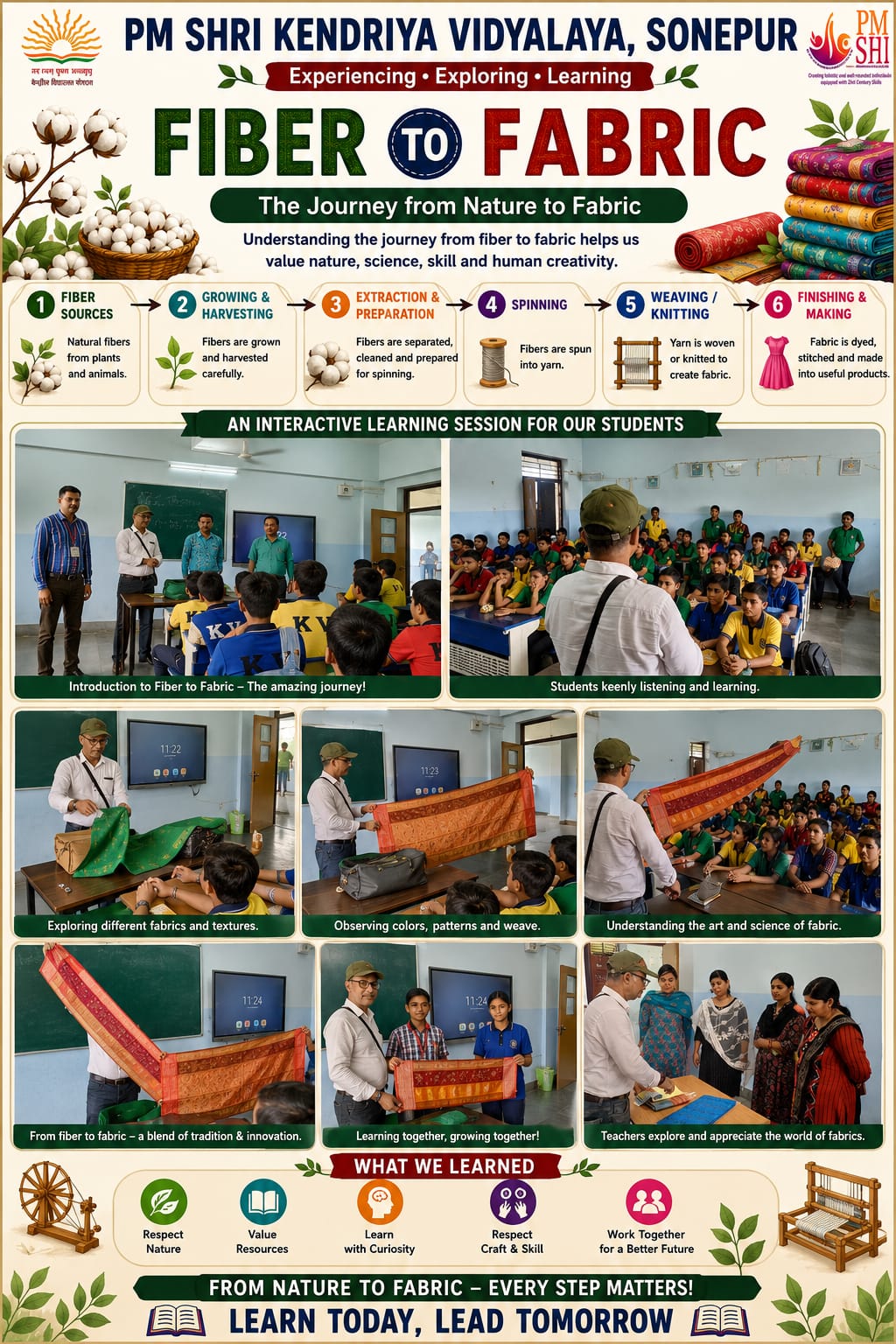 Fibre to Fabric Exprience by KV Sonepur Students
