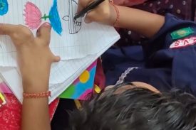 kids making drawing