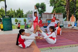 Yoga performance by students