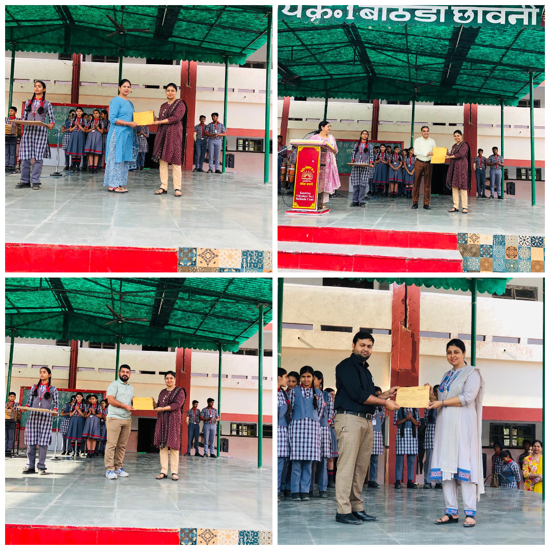 Teacher receiving certificate