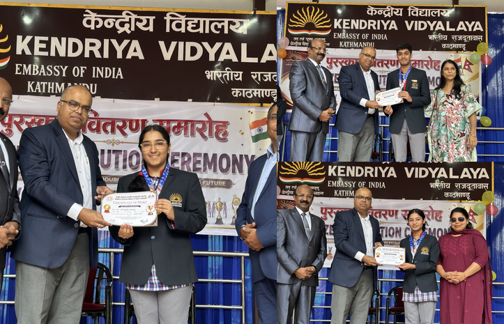Class Toppers getting felicitated by Hon'ble DCM , Embassy of India