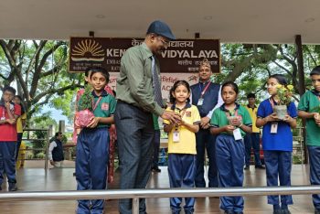 Principal Receiving Saplings under Ek Ped Maa Ke Naam Initiative