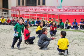 Primary students playing